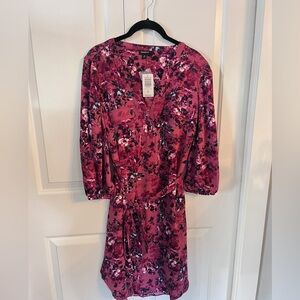 Torrid Women's Long Sleeve Floral Dress - Pink and Black